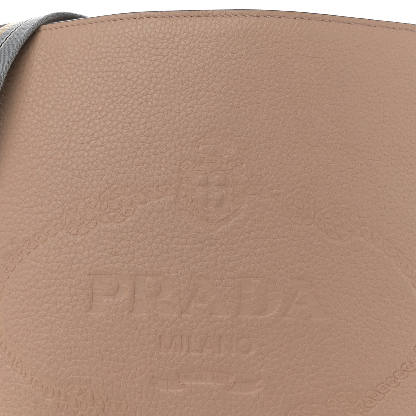 Vitello Phenix Embossed Logo Shoulder Bag Cammeo