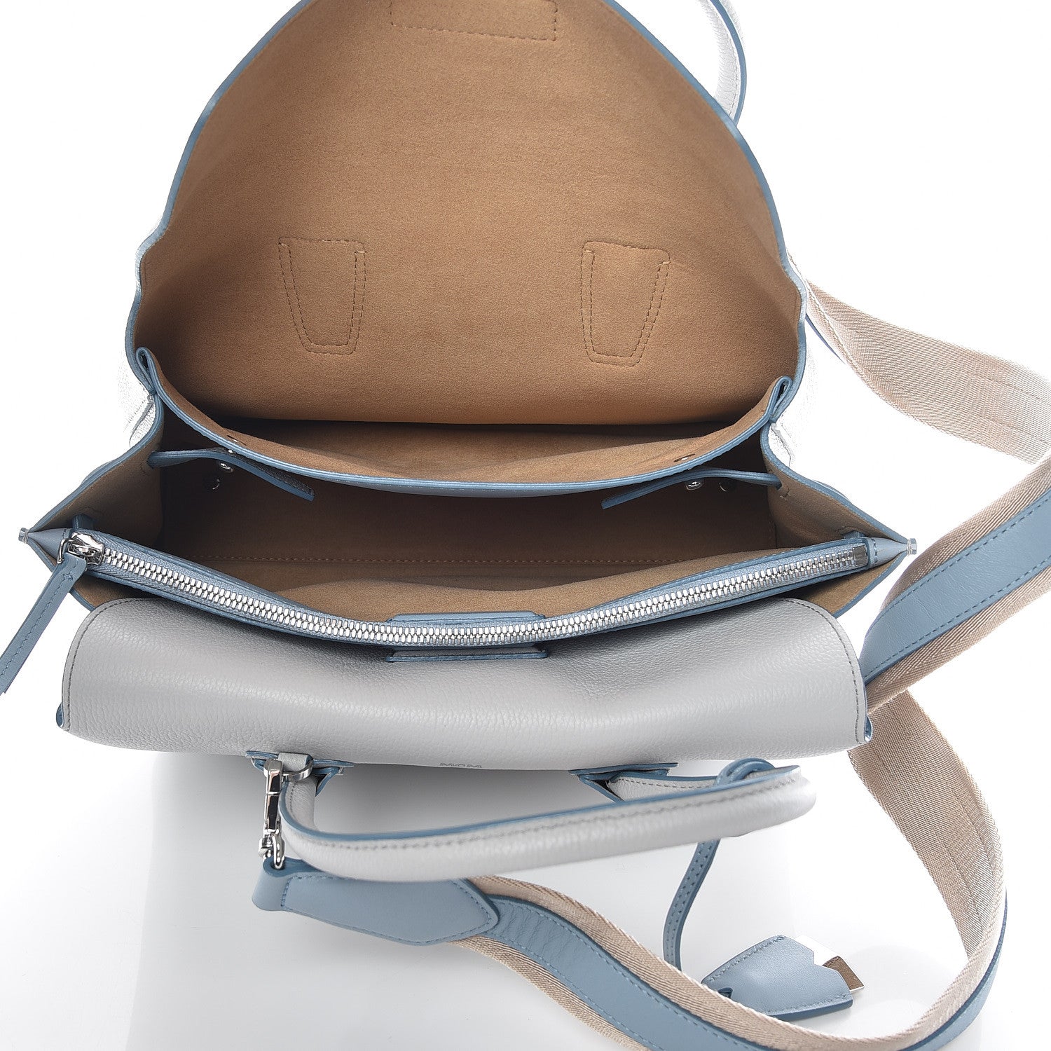 MCM Grained Calfskin Medium Milla Tote Whisper Grey 7 of 14
