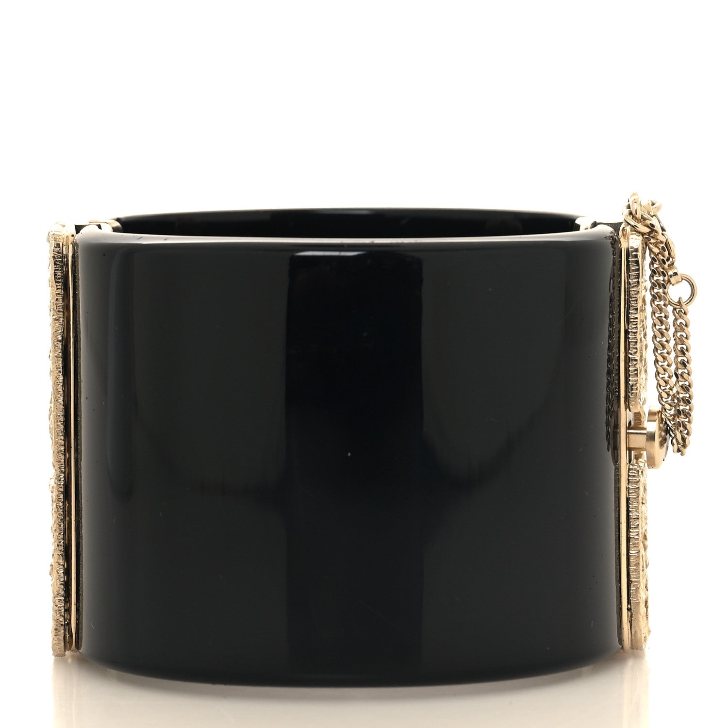 Chanel Resin Chain CC Tweed Cuff Black Gold 3 of 5