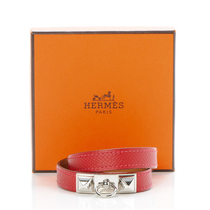 Hermes Epsom Rivale Double Tour Bracelet S Rouge Casaque 8 of 8