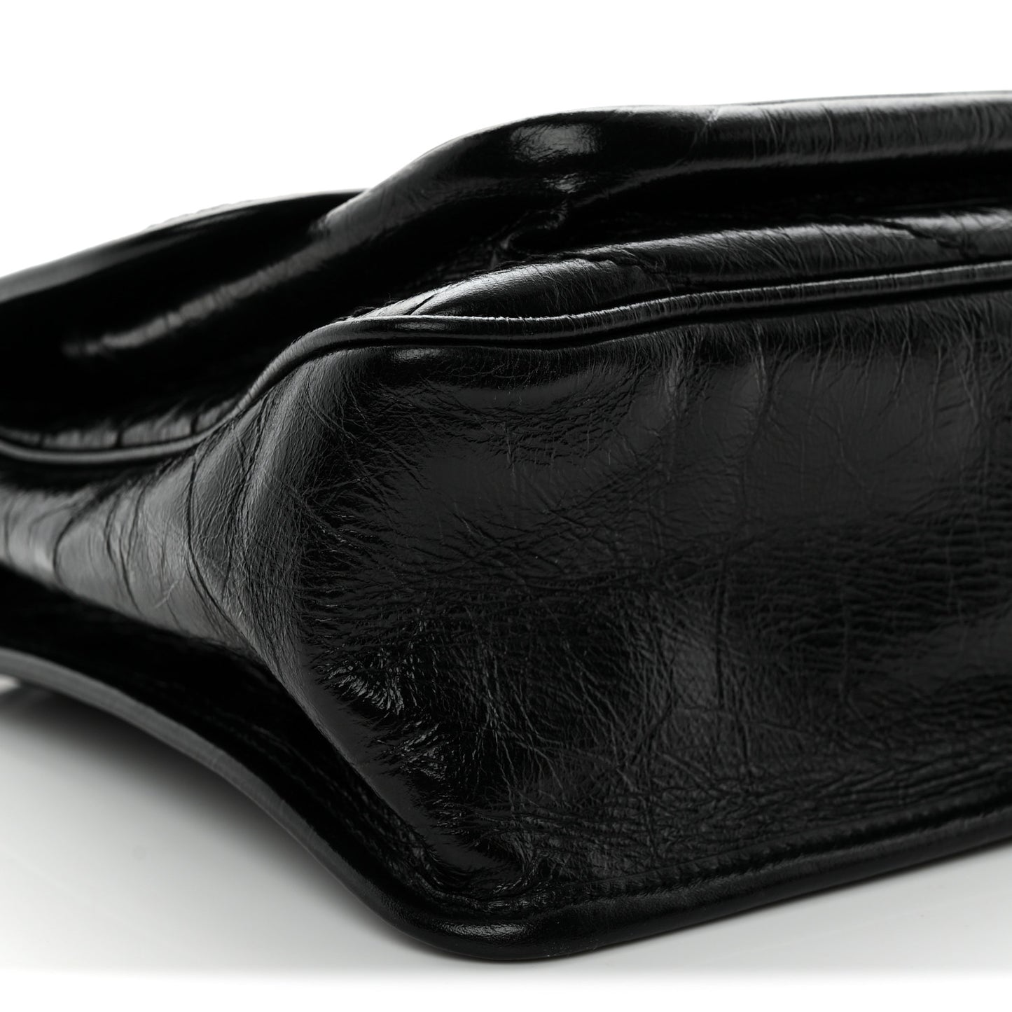Crinkled Calfskin Matelasse Monogram Medium Niki Chain Satchel Black