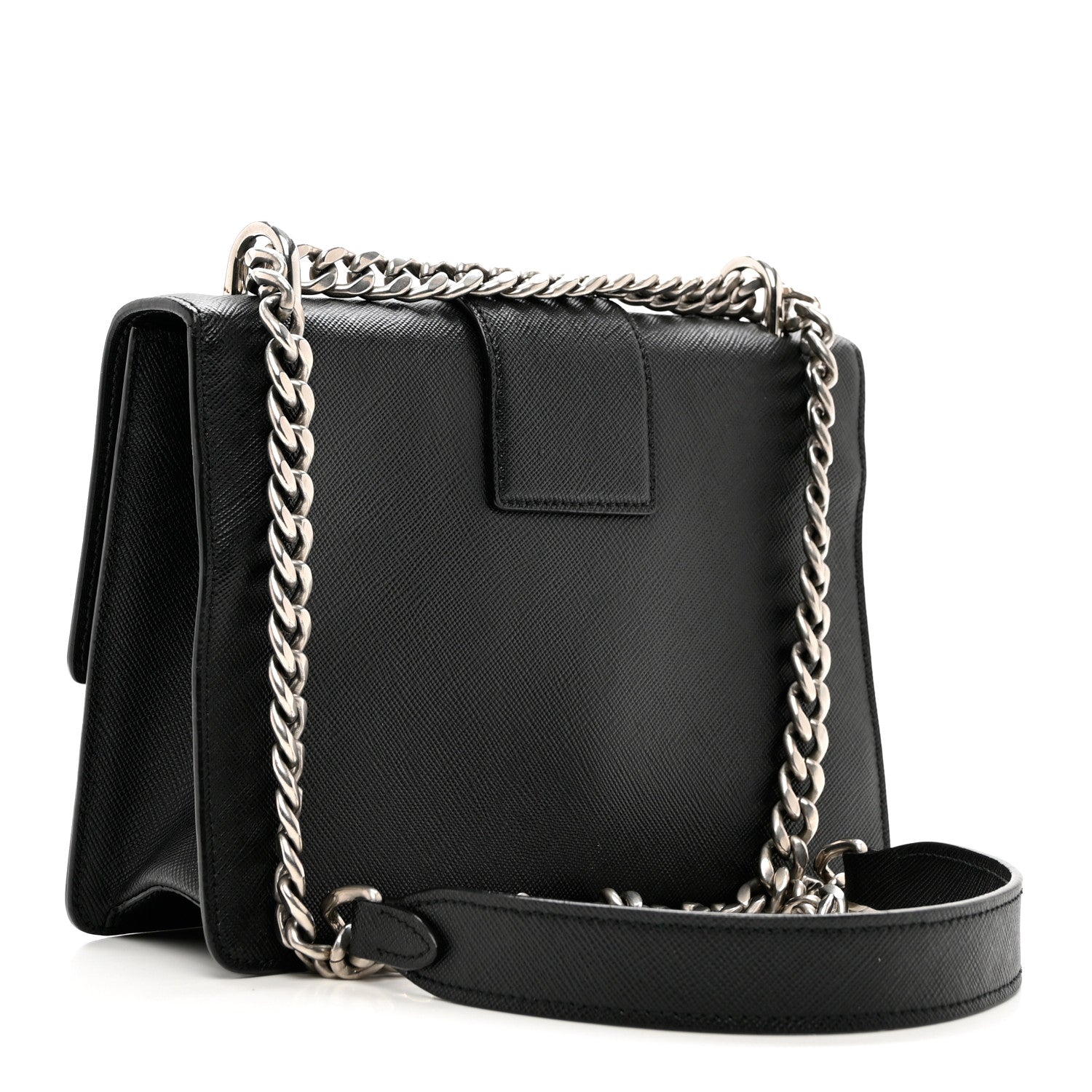 Prada Saffiano Pattina Crossbody Bag Black 3 of 10