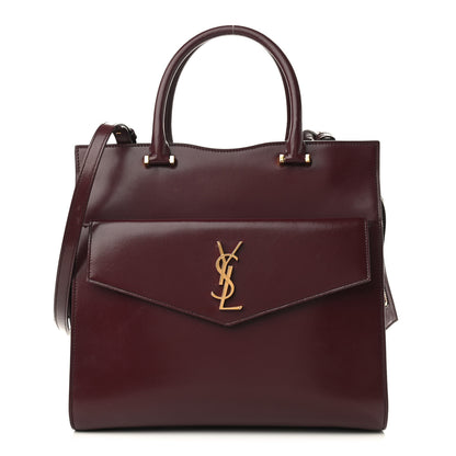 Saint Laurent Shiny Calfskin Large Uptown Tote Burgundy 1 of 14
