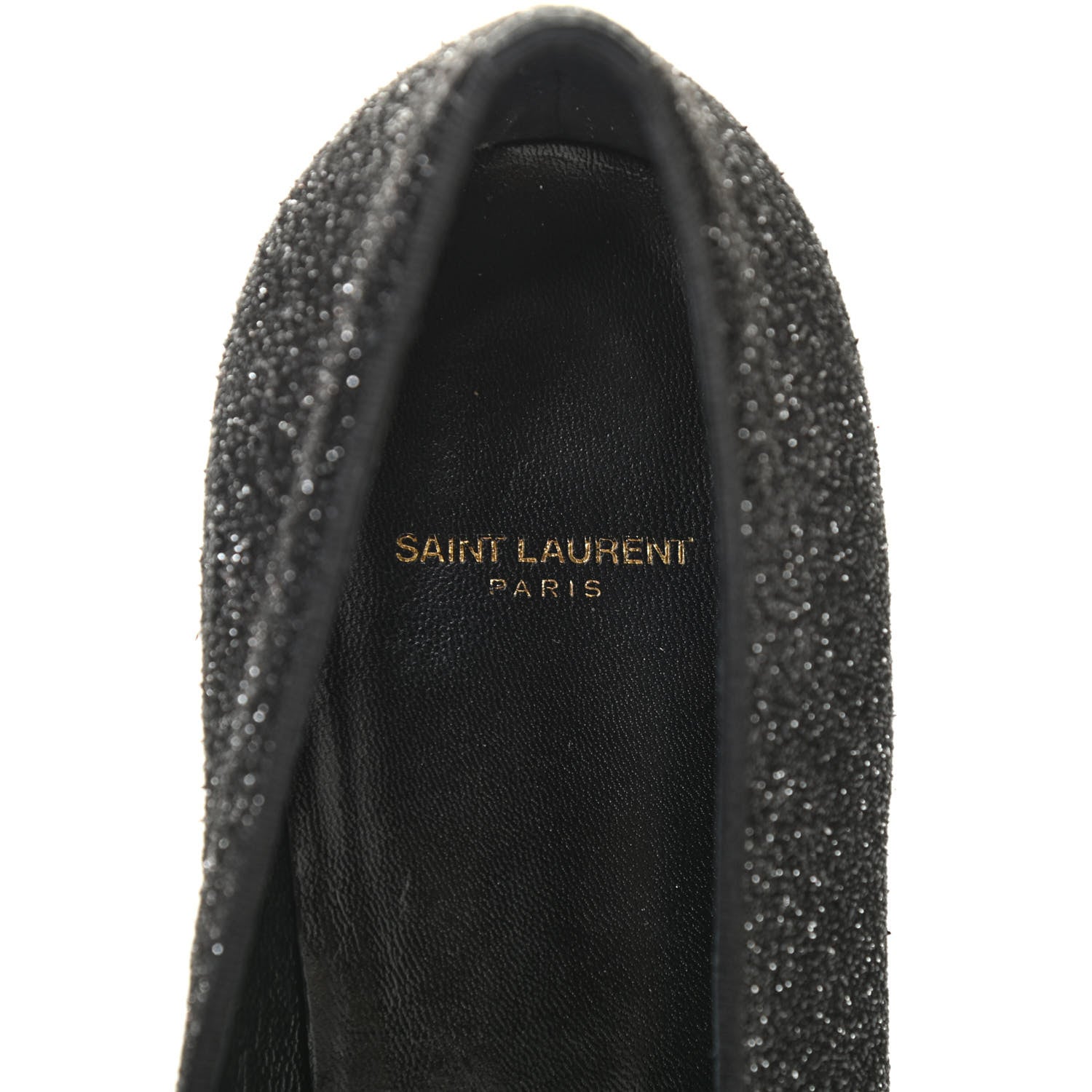 Saint Laurent Metallic Calfskin Smoking Slipper Flat Loafers 38.5 Black Glitter 6 of 9