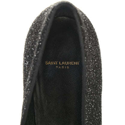 Saint Laurent Metallic Calfskin Smoking Slipper Flat Loafers 38.5 Black Glitter 6 of 9