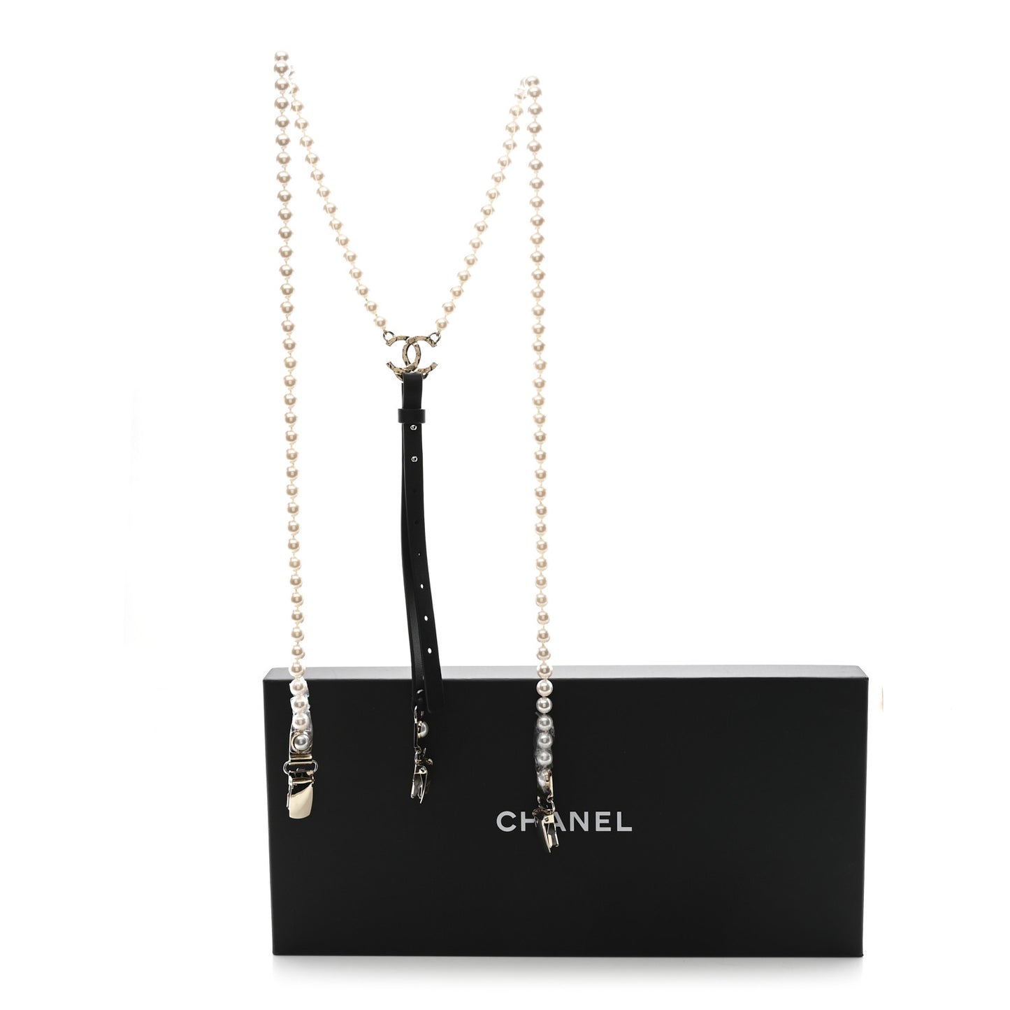 Calfskin Pearl CC Suspenders M Black Pearly White