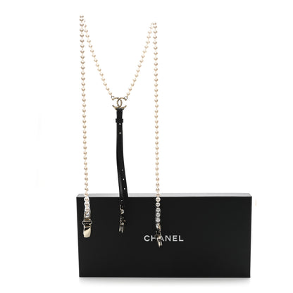 Chanel Calfskin Pearl CC Suspenders M Black Pearly White 4 of 4