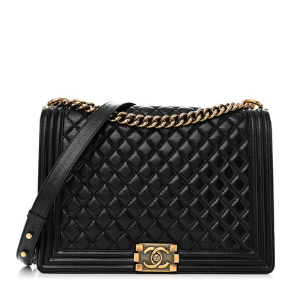 Chanel Glazed Calfskin Quilted Large Boy Flap Black 1 of 13
