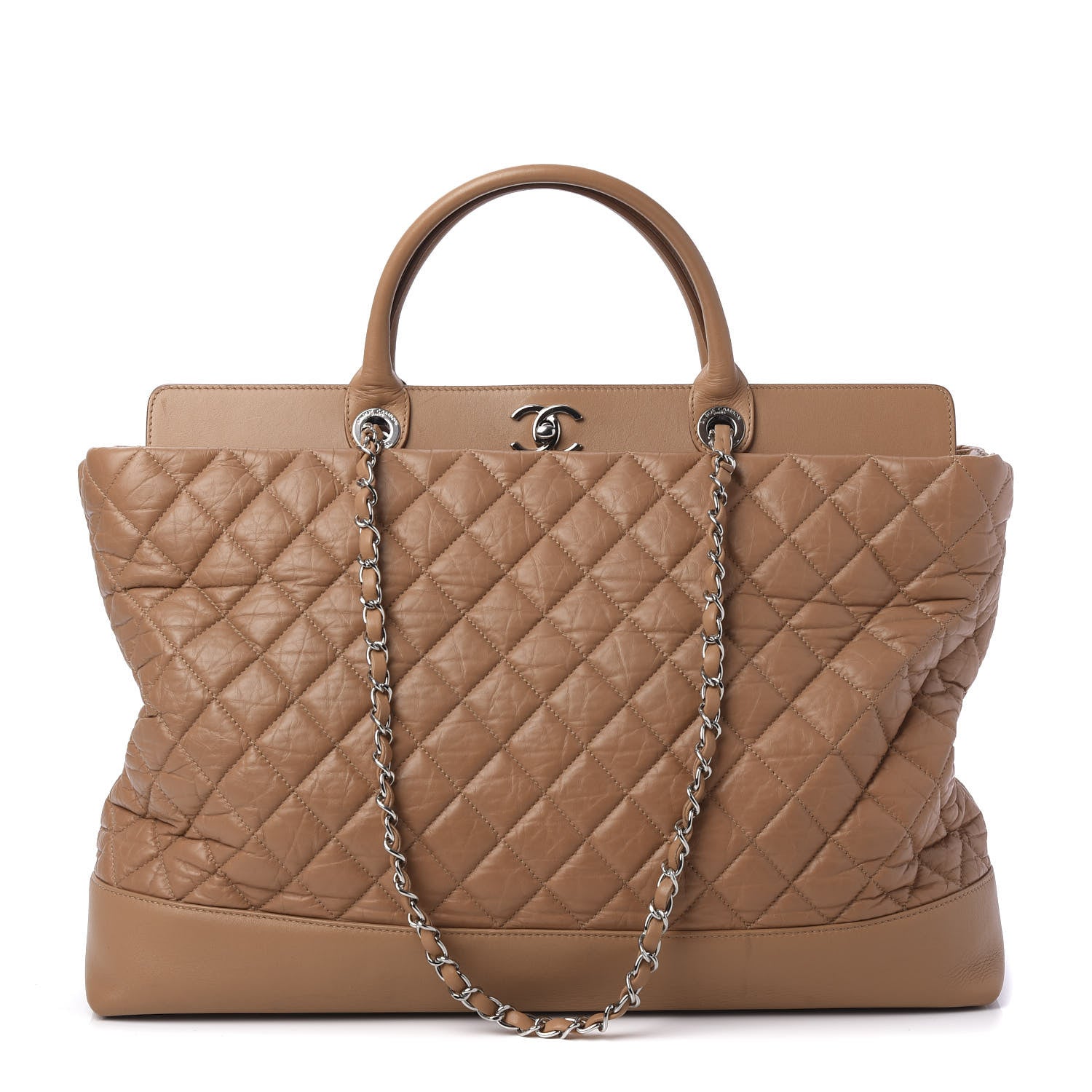 Chanel Aged Calfskin Quilted Be CC Tote Beige 1 of 11