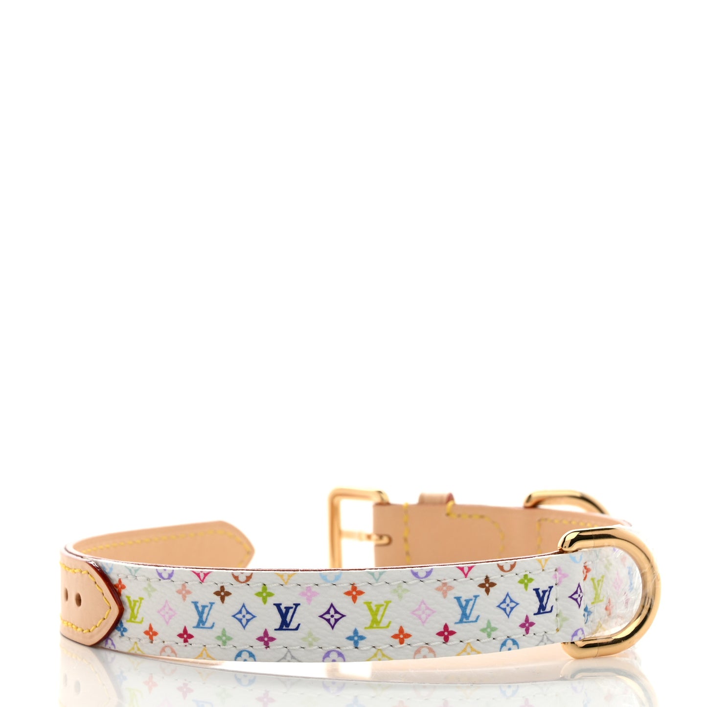 LV X TM Monogram Multicolor Dog Collar White