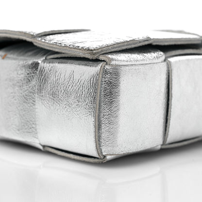 Bottega Veneta Metallic Lambskin Maxi Intrecciato Cassette Crossbody Bag Silver 7 of 10