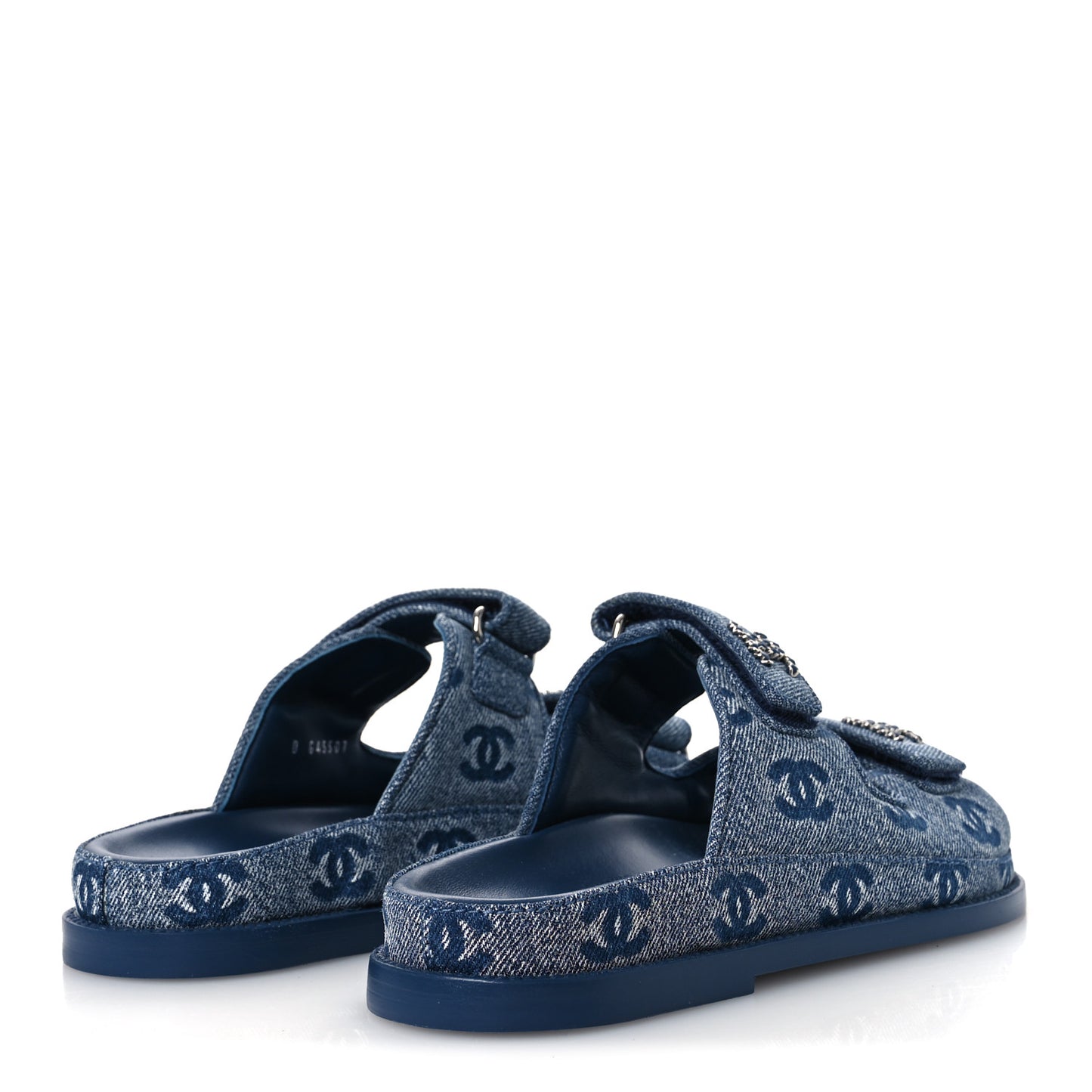 Denim CC Velcro Dad Chain CC Slide Sandals 37 Blue