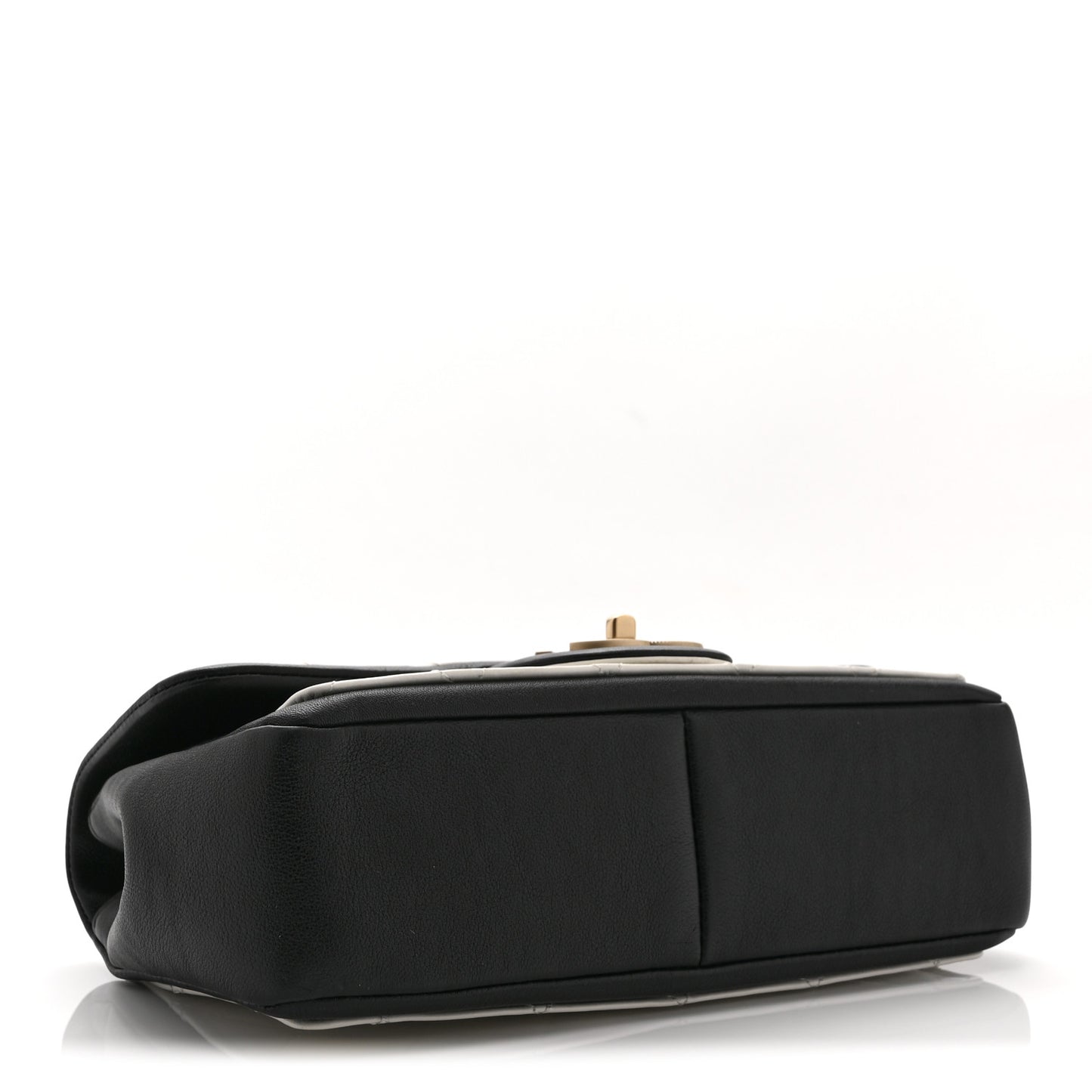Lambskin Quilted Small Graphic Flap White Black