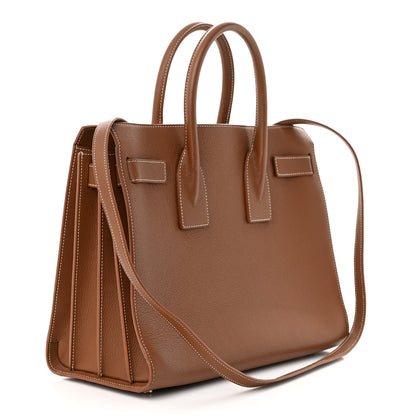Saint Laurent Grained Calfskin Topstitch Small Sac De Jour Cognac 3 of 11