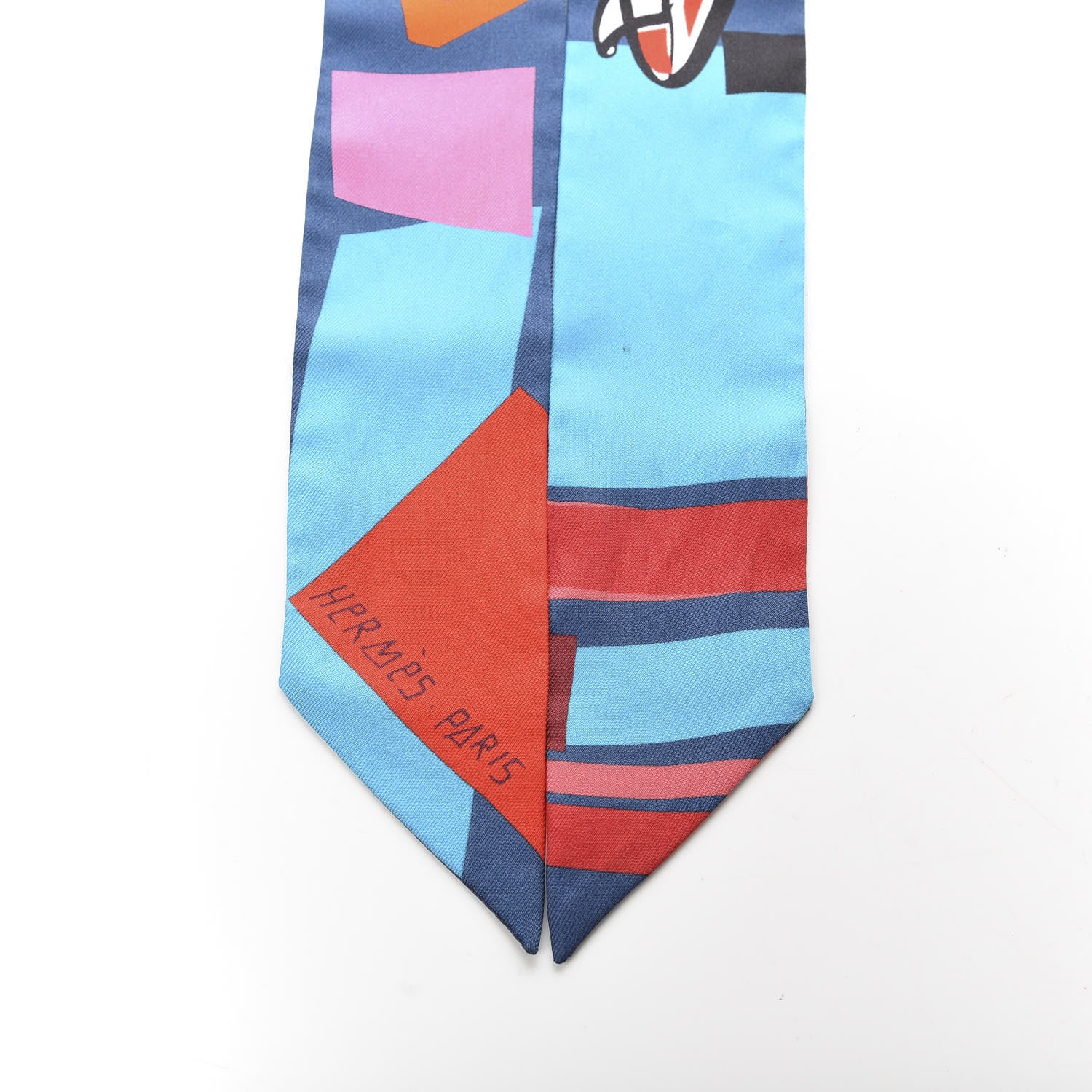 Hermes Silk Sea Surf and Fun Twilly Marine Rose Rouge 4 of 5