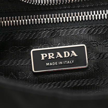 Prada Tessuto Nylon Passama Embroidered Rose Print Tote Black 6 of 10