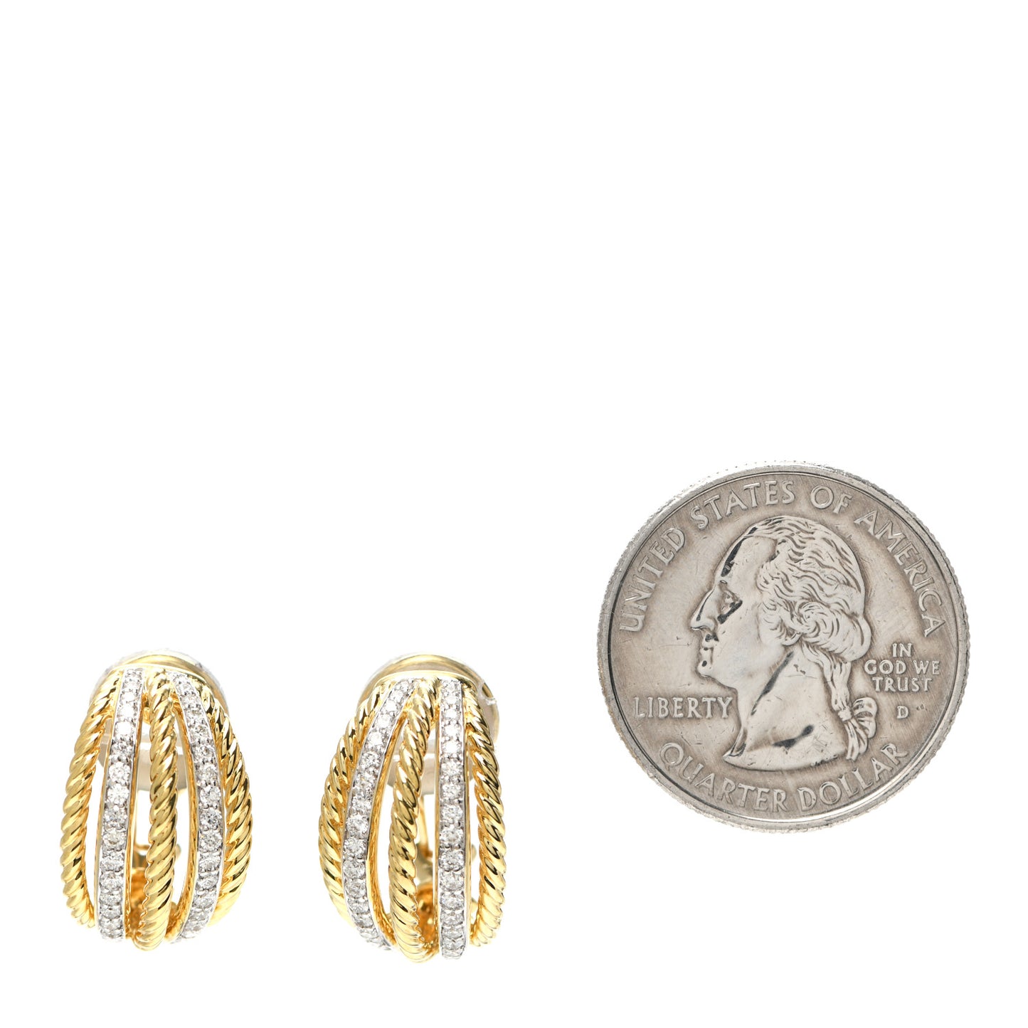 18K Yellow Gold Diamond Lantana Cable Earrings