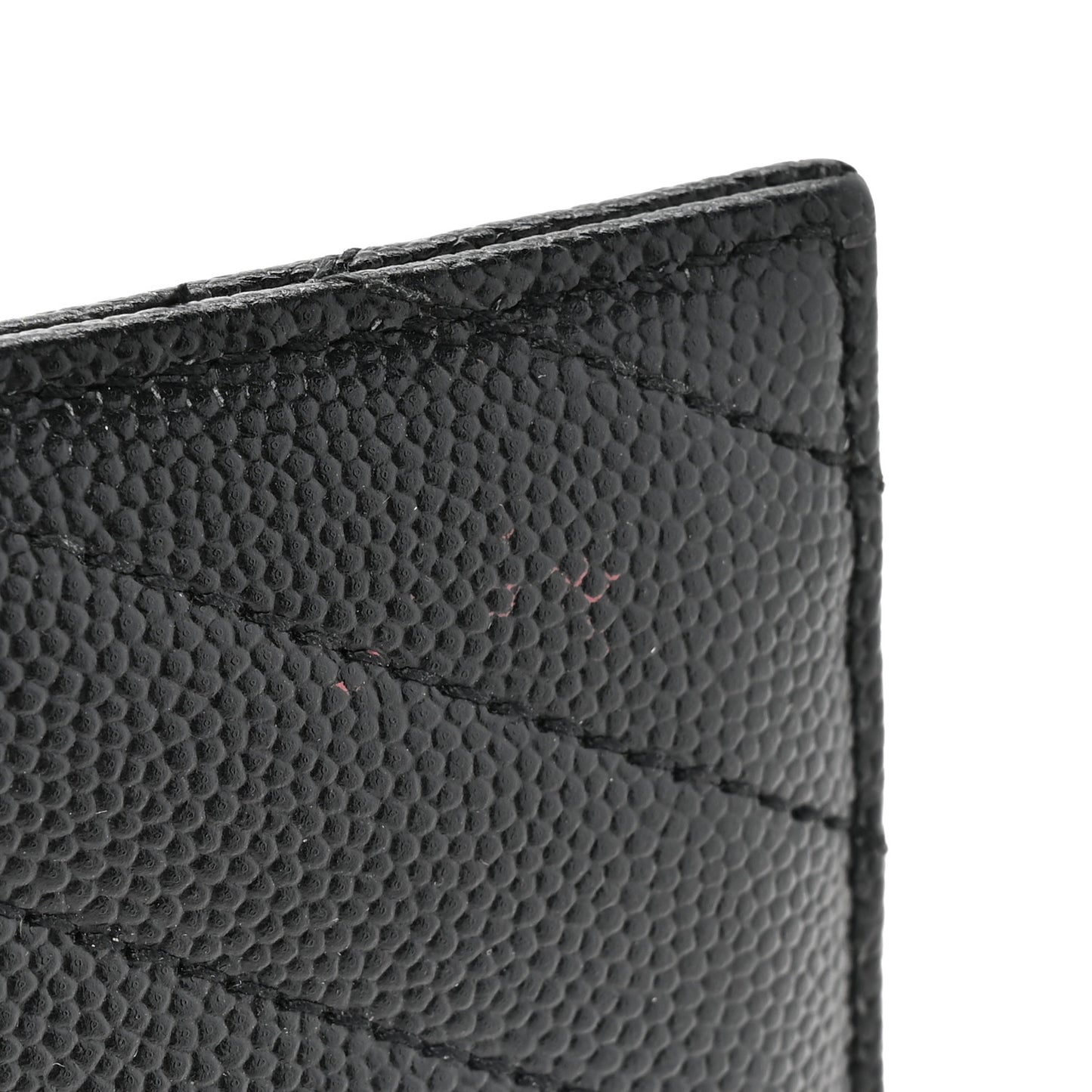 Grain De Poudre Matelasse Chevron Monogram Credit Card Case Black