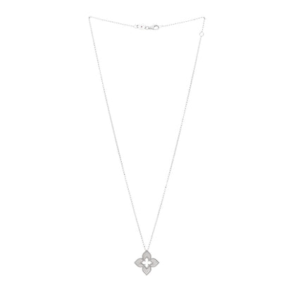 Roberto Coin 18K White Gold Diamond Petite Venetian Princess Flower Pendant Necklace 3 of 6