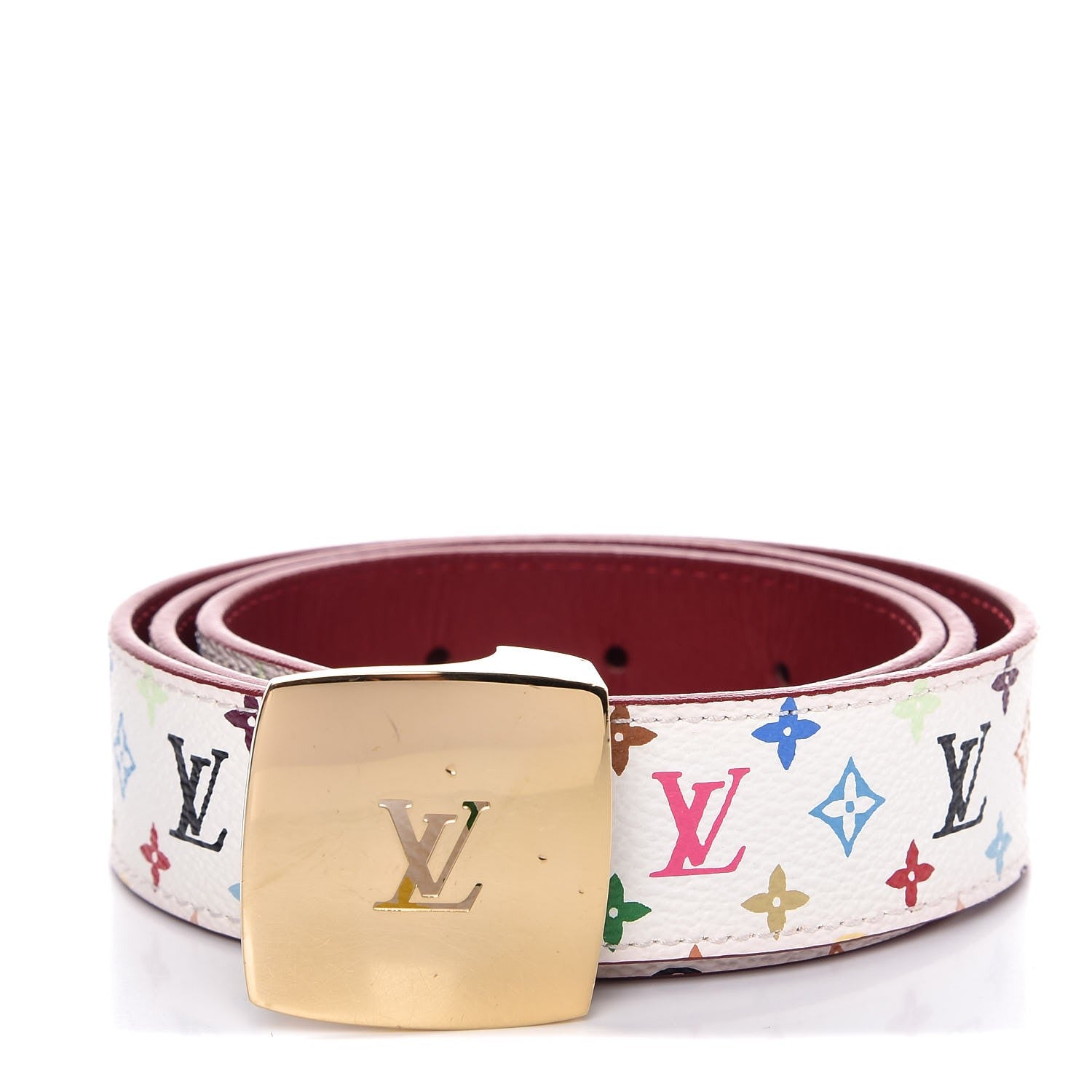Louis Vuitton Monogram Multicolor LV Cut Reversible Belt 80 32 White Grenade 1 of 7