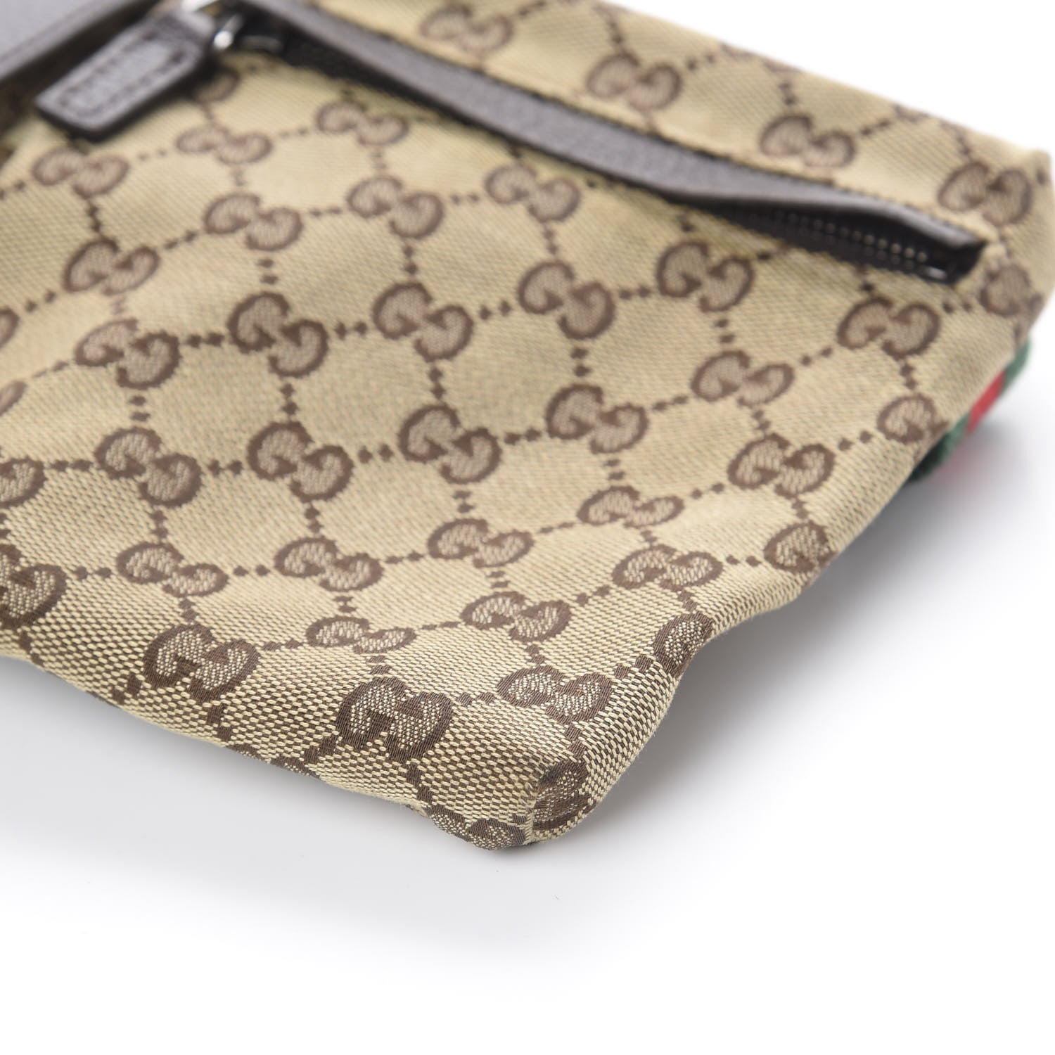 Gucci GG Monogram Web Double Pocket Belt Bag Dark Brown 6 of 8