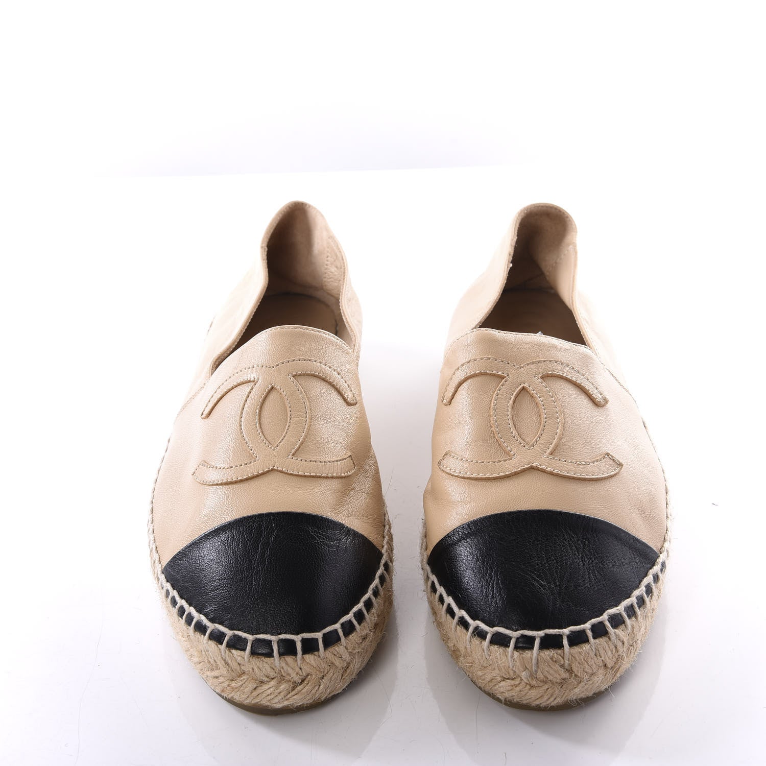 Chanel Lambskin CC Espadrilles 36 Beige Black 5 of 10