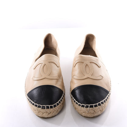 Chanel Lambskin CC Espadrilles 36 Beige Black 5 of 10