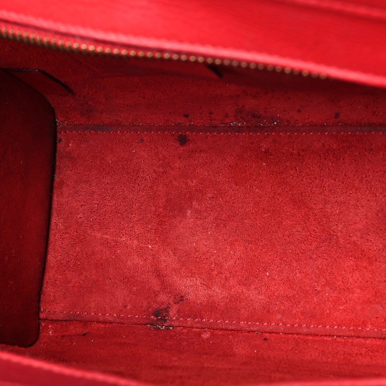 Celine Drummed Calfskin Nano Luggage Red 9 of 14
