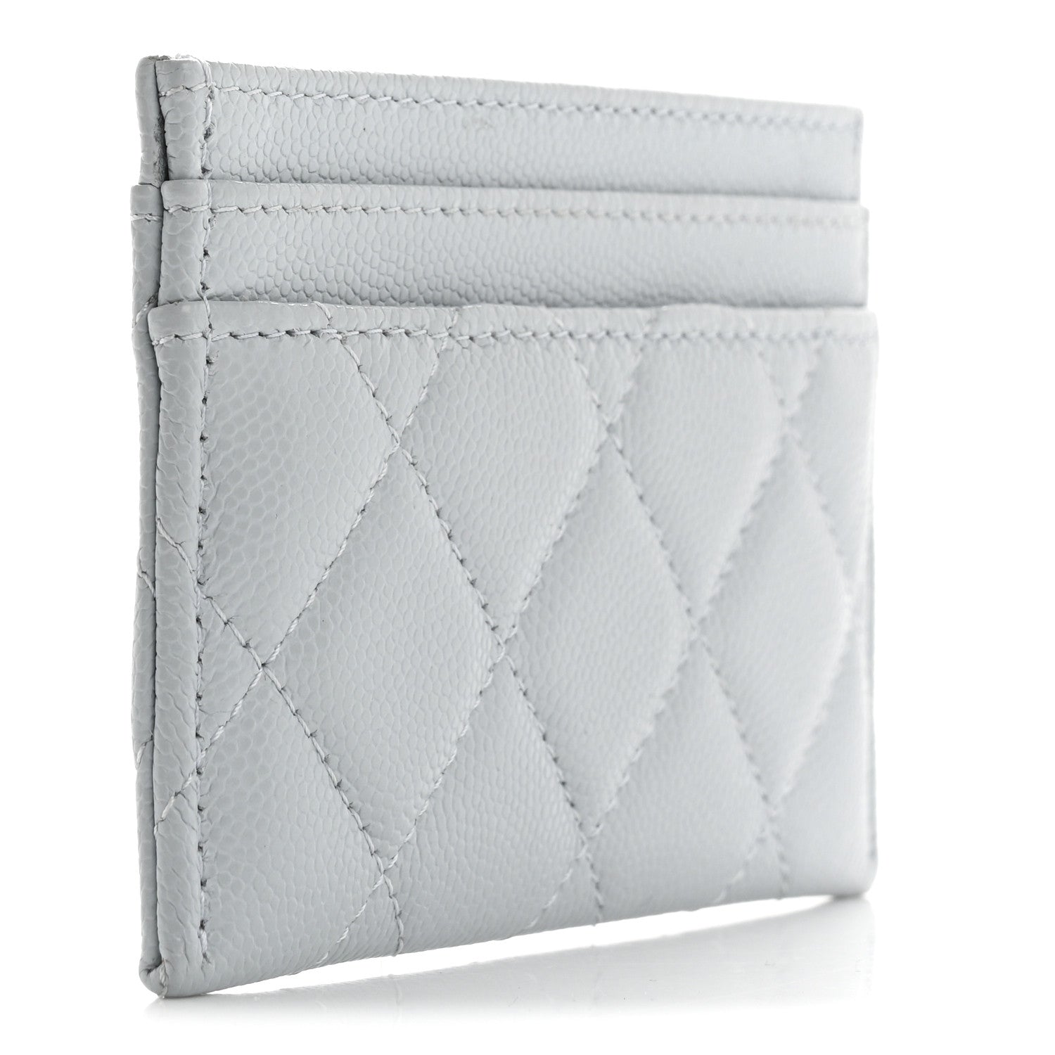 Chanel Caviar Quilted Crystal CC Logo Card Holder Light Blue 3 of 9