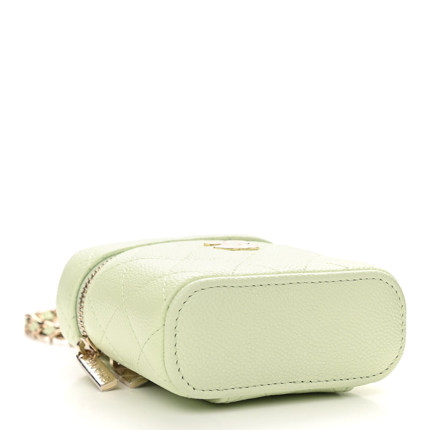 Chanel Caviar Quilted Small Handle With Care Vanity Case With Chain Light Green 4 of 11