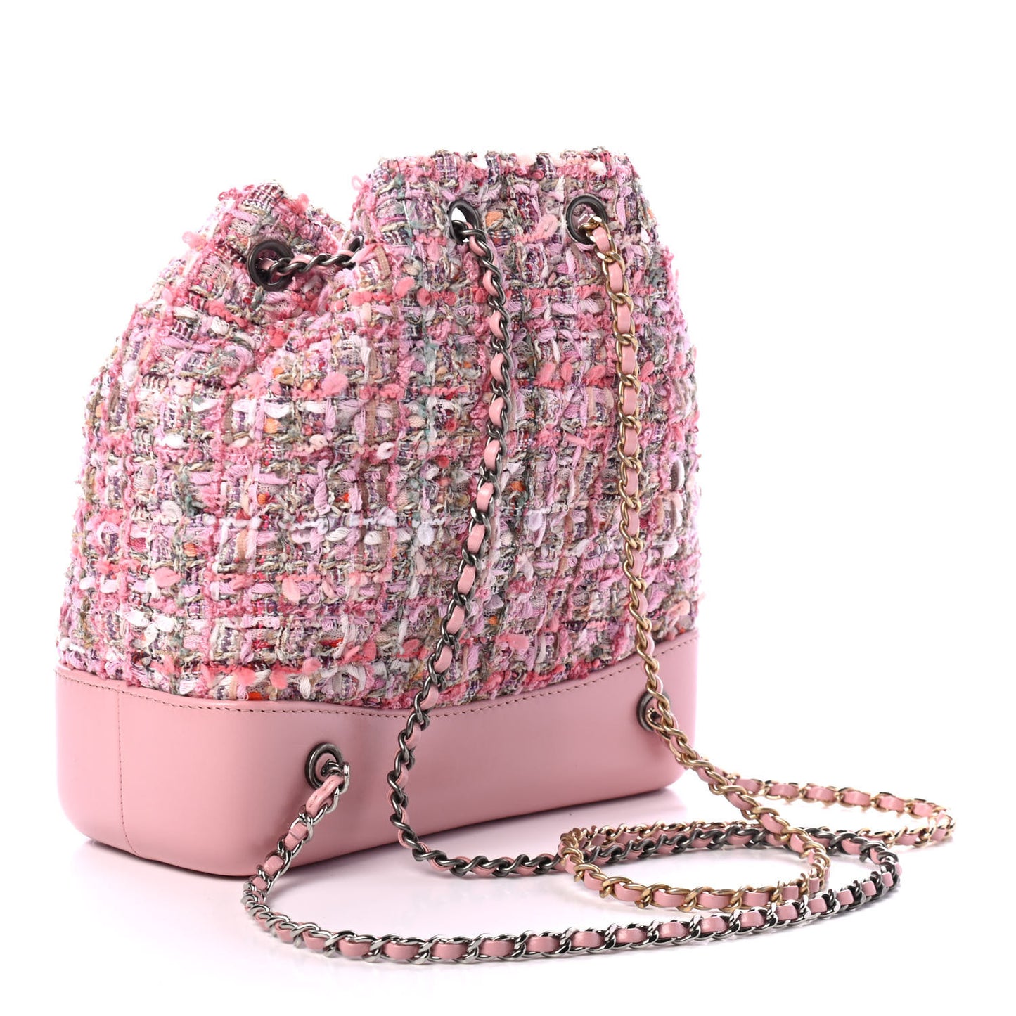 Tweed Calfskin Quilted Gabrielle Backpack Pink