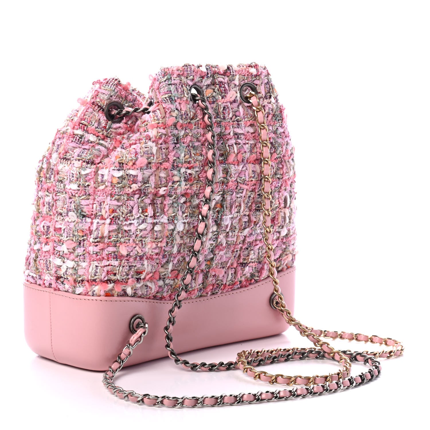 Chanel Tweed Calfskin Quilted Gabrielle Backpack Pink 2 of 4