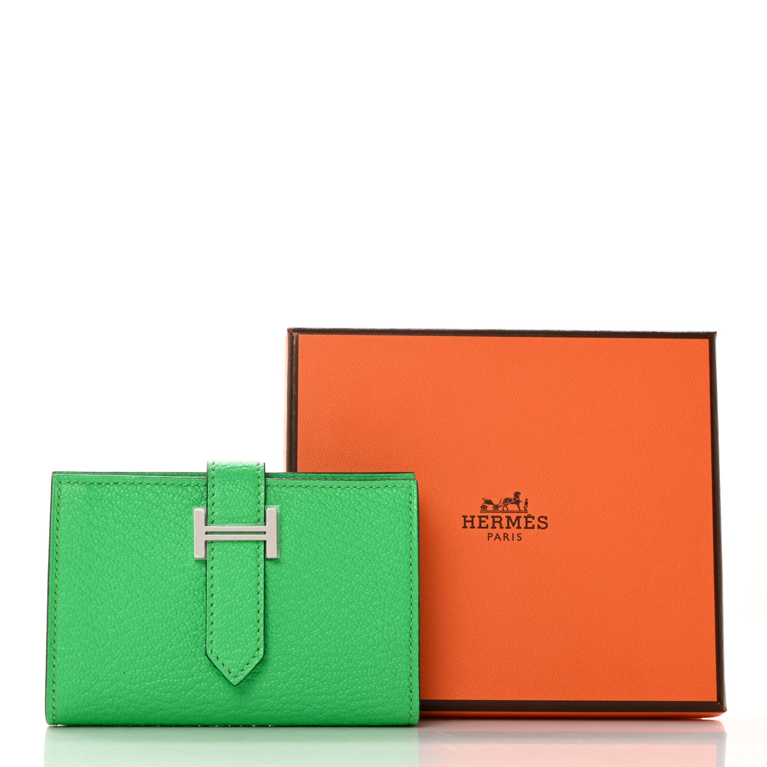Hermes Chevre Mysore Mini Bearn Wallet Vert Comics 9 of 9
