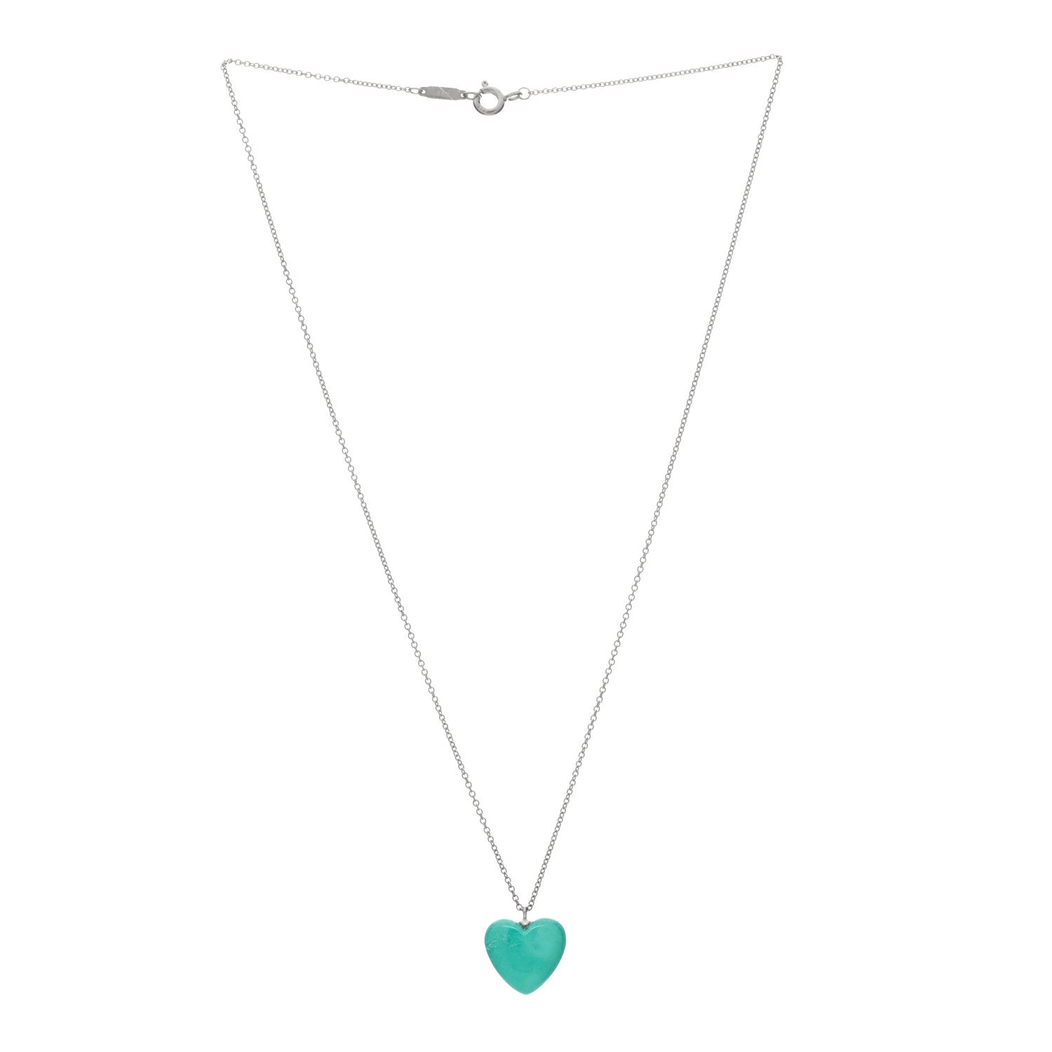 Tiffany Sterling Silver Turquoise Heart Pendant Necklace 3 of 4
