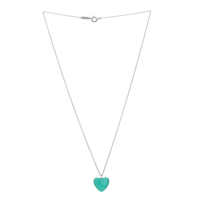 Tiffany Sterling Silver Turquoise Heart Pendant Necklace 3 of 4