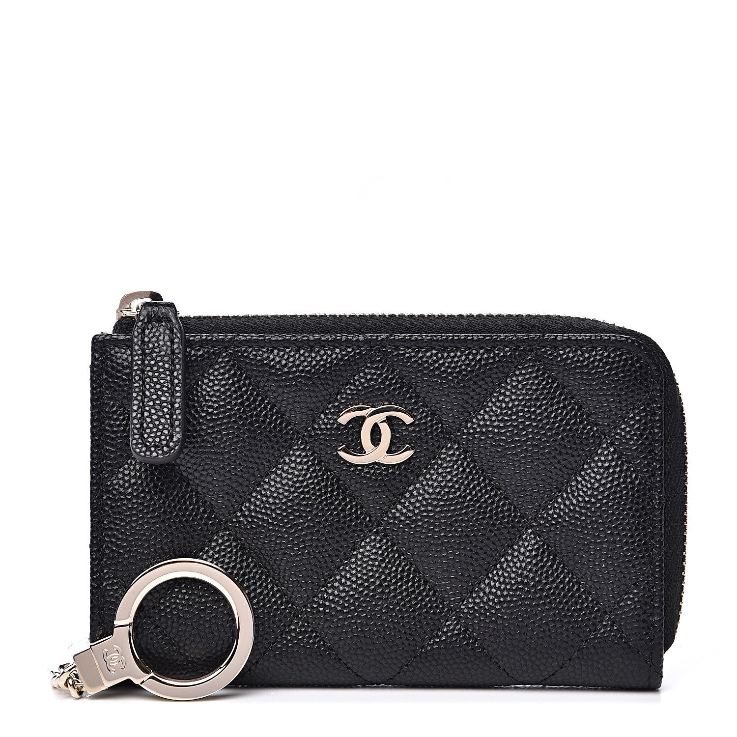 Chanel Iridescent Caviar Quilted Zipped Key Holder Case Black 1 of 7