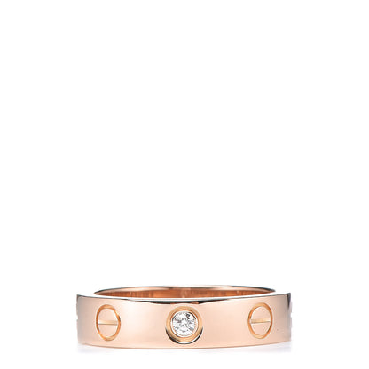 Cartier 18K Pink Gold Diamond 4mm LOVE Wedding Band Ring 46 3.75 1 of 5