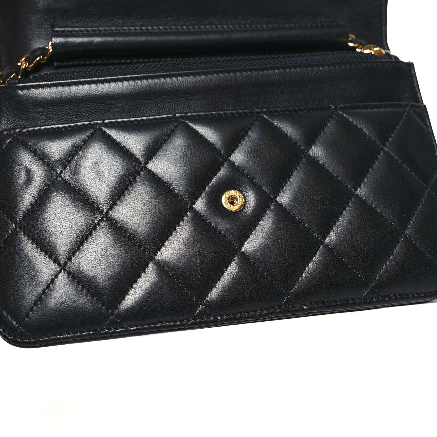 Chanel Lambskin Quilted Wallet On Chain WOC Black 13 of 13