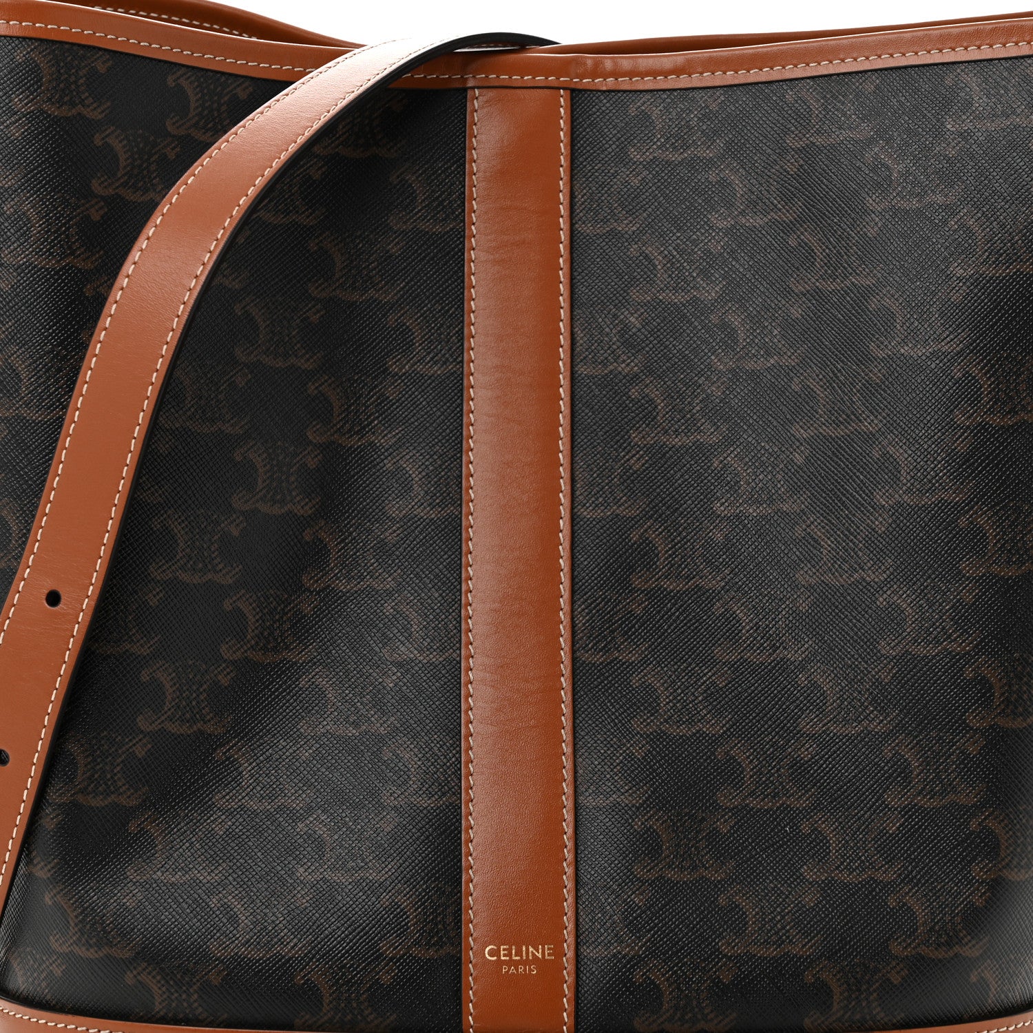 Celine Triomphe Canvas Calfskin Medium Bucket Bag Tan 8 of 10