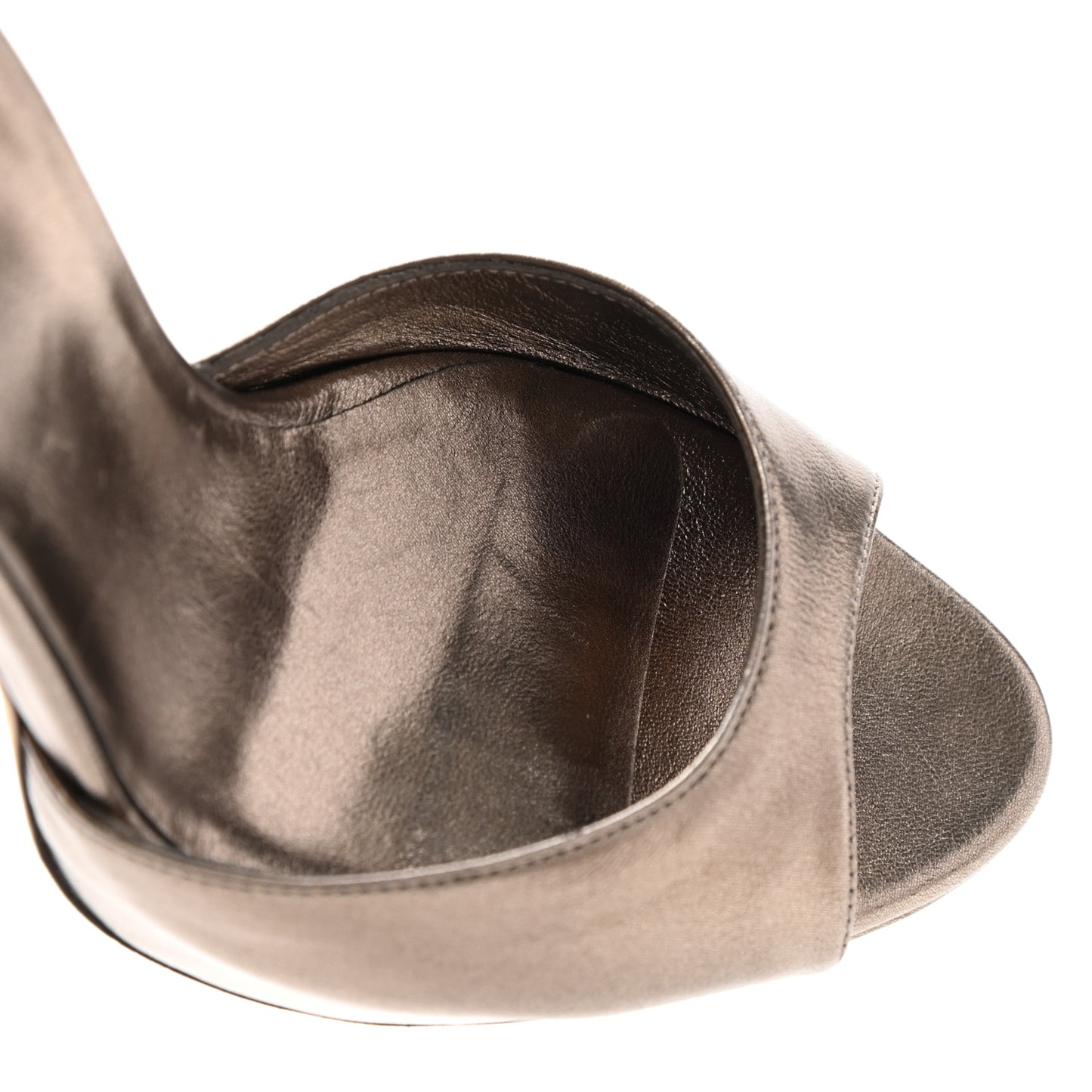Metallic Nappa Bamboo Mid Heel Slide Sandals 36.5 Bronze