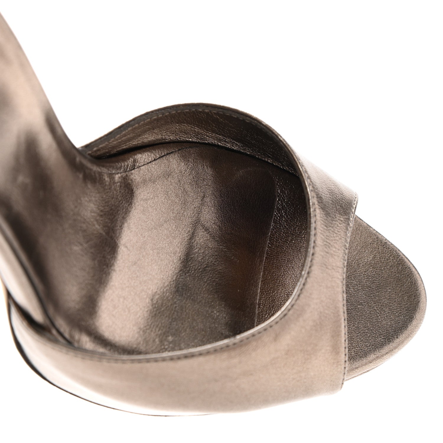 Gucci Metallic Nappa Bamboo Mid Heel Slide Sandals 36.5 Bronze 12 of 14