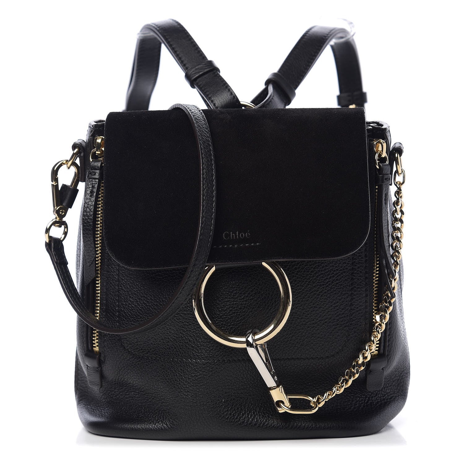 Chloe Suede Calfskin Small Faye Backpack Black 1 of 9