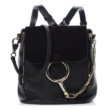 Chloe Suede Calfskin Small Faye Backpack Black 1 of 9