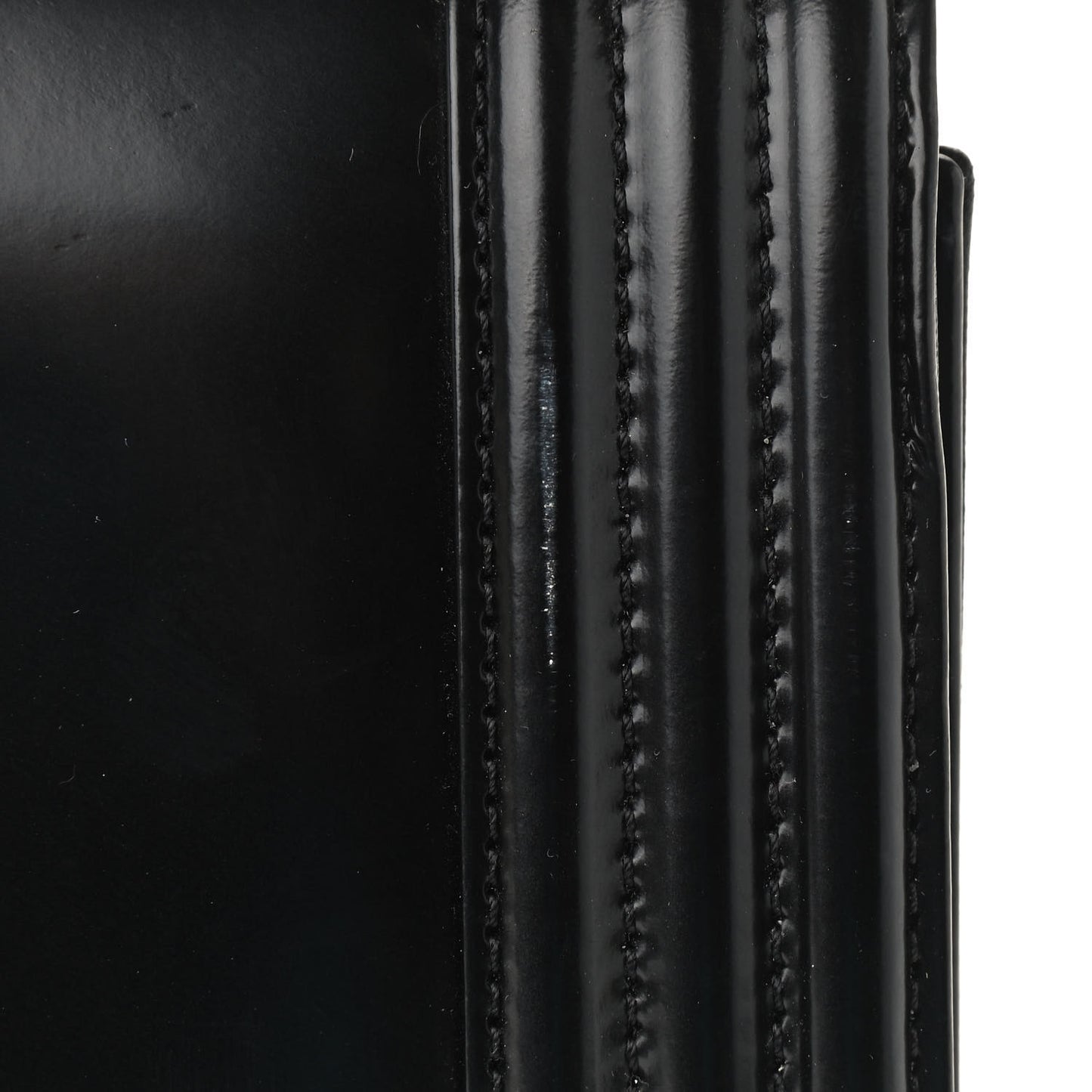 Glazed Calfskin Medium Boy Flap Black