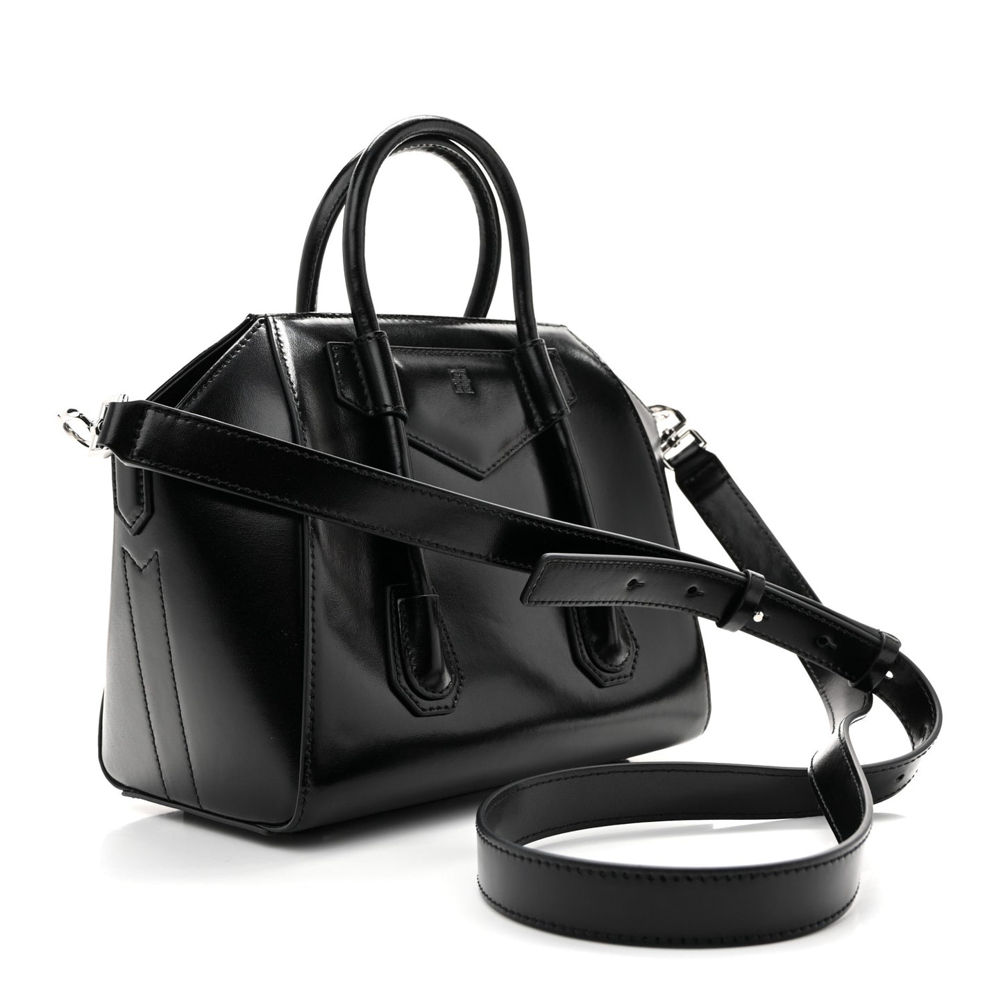 Box Calfskin Mini Lock Antigona Shoulder Bag Black