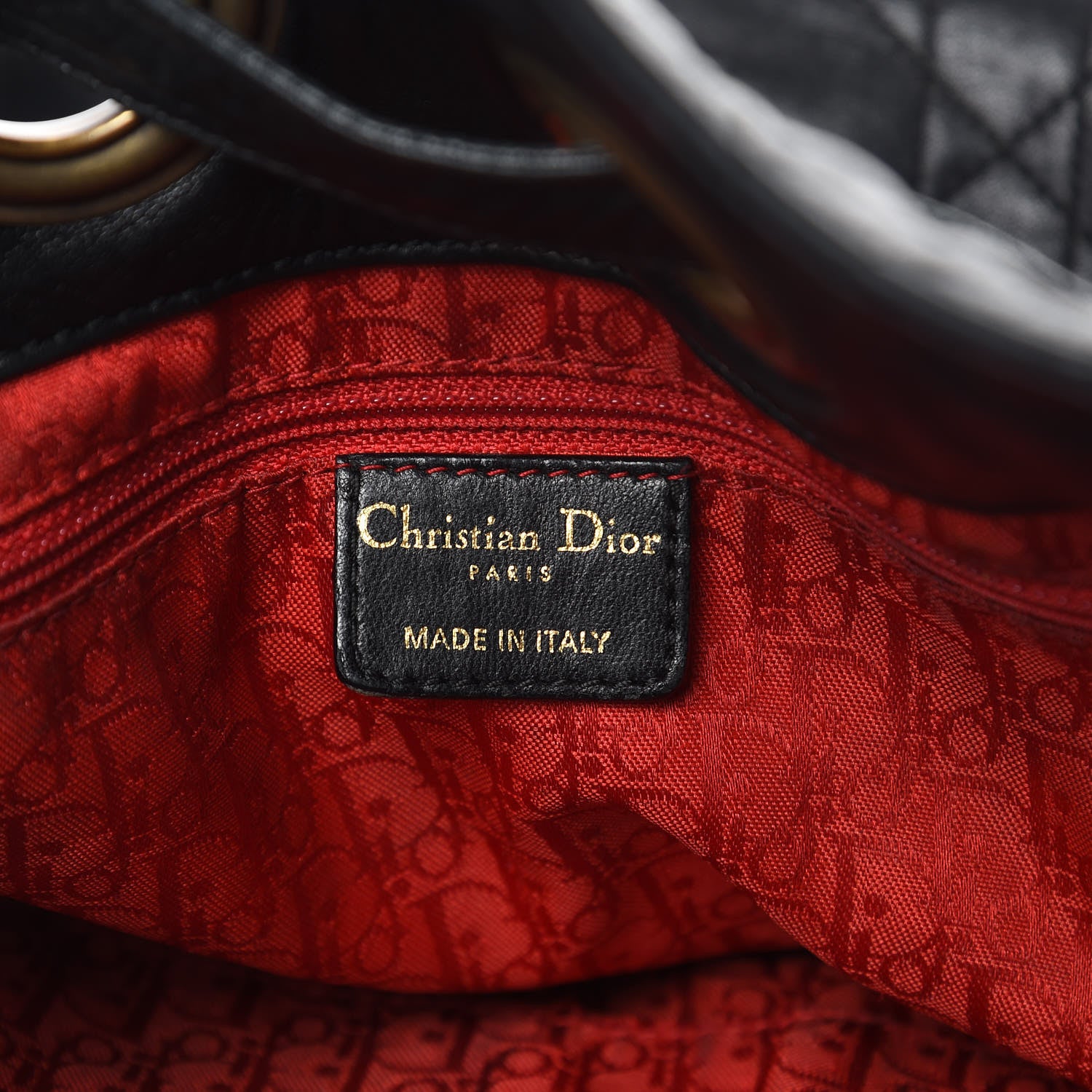 Christian Dior Lambskin Cannage Drawstring Bag Black 5 of 18