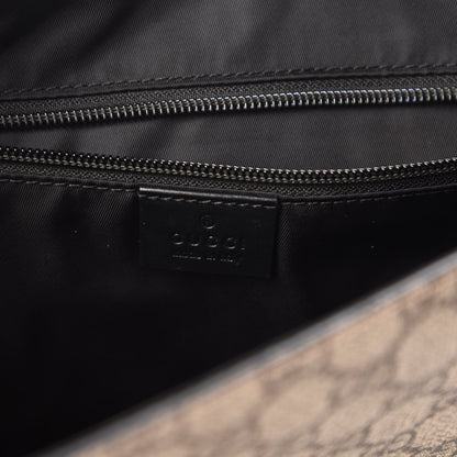 Gucci GG Supreme Monogram Web Flap Messenger Bag Black 8 of 10