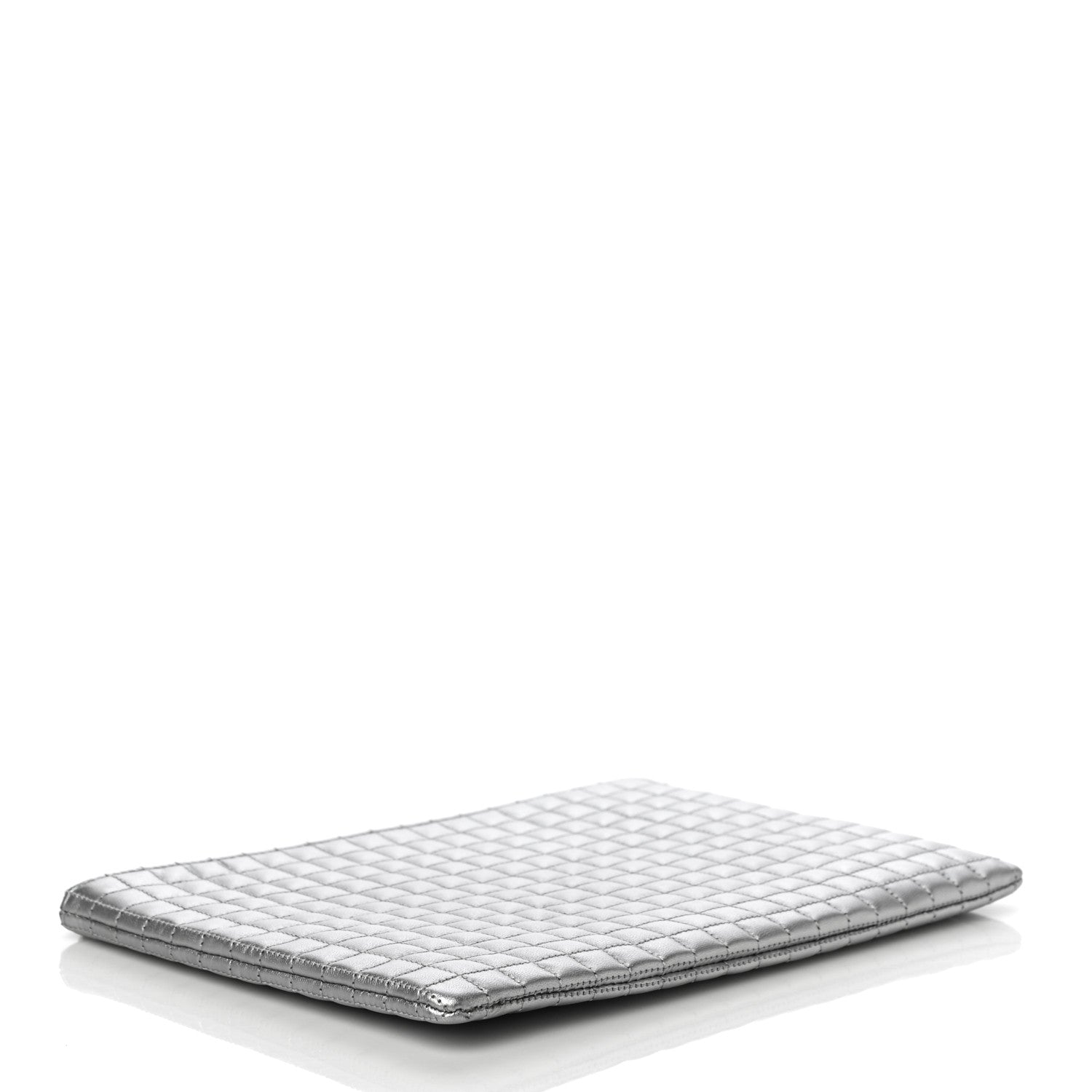 Celine Laminated Calfskin Quilted C Charm Pouch Silver 4 of 9