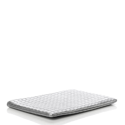 Celine Laminated Calfskin Quilted C Charm Pouch Silver 4 of 9