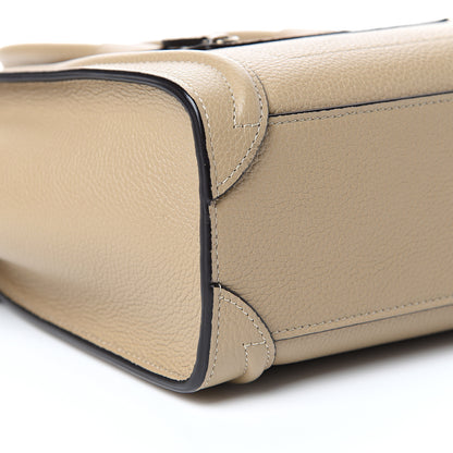 Celine Drummed Calfskin Nano Luggage Dune 8 of 11